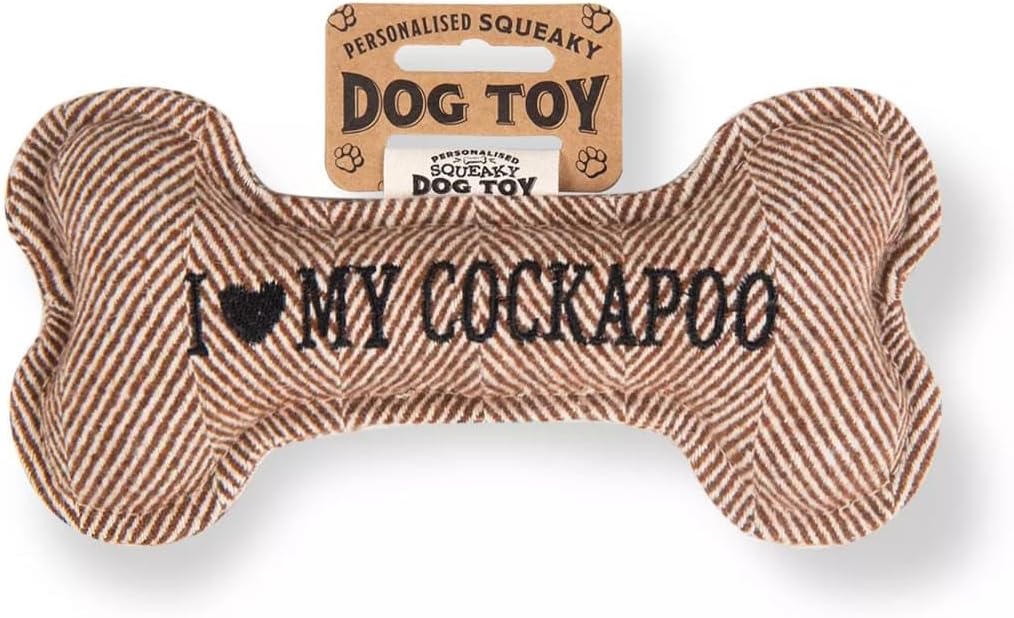 Personalised Squeaky Dog Bone Fetch Toy - I ? My Dog / Best Dog Ever / Breeds