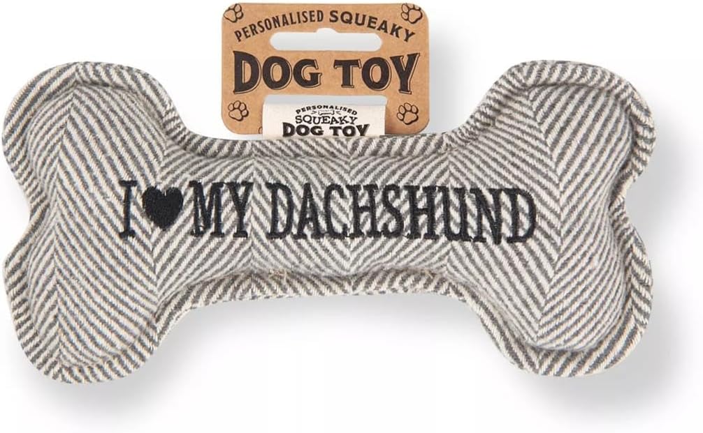 Personalised Squeaky Dog Bone Fetch Toy - I ? My Dog / Best Dog Ever / Breeds