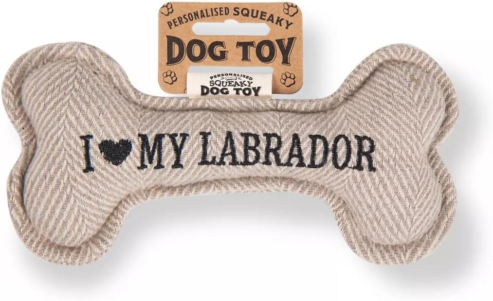 Personalised Squeaky Dog Bone Fetch Toy - I ? My Dog / Best Dog Ever / Breeds