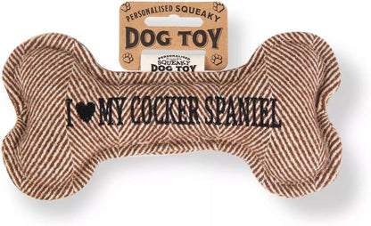 Personalised Squeaky Dog Bone Fetch Toy - I ? My Dog / Best Dog Ever / Breeds