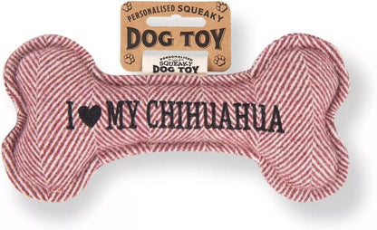 Personalised Squeaky Dog Bone Fetch Toy - I ? My Dog / Best Dog Ever / Breeds