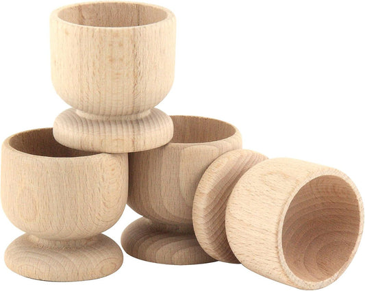 Personalised Beech Wood Egg Cups, Set of 2, Brown