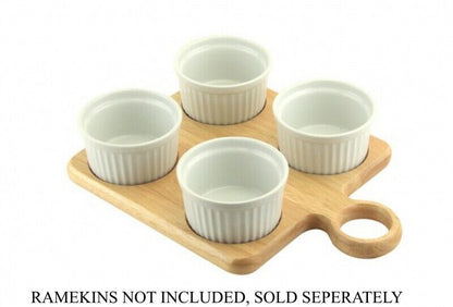 Rubberwood Dip Serving Board Platter For Ramekins