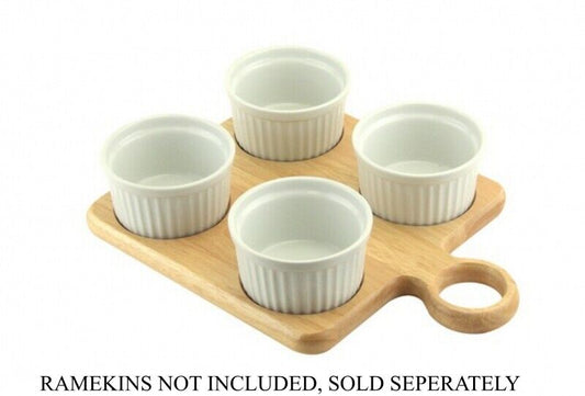 Rubberwood Dip Serving Board Platter For Ramekins