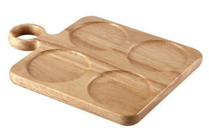 Rubberwood Dip Serving Board Platter For Ramekins