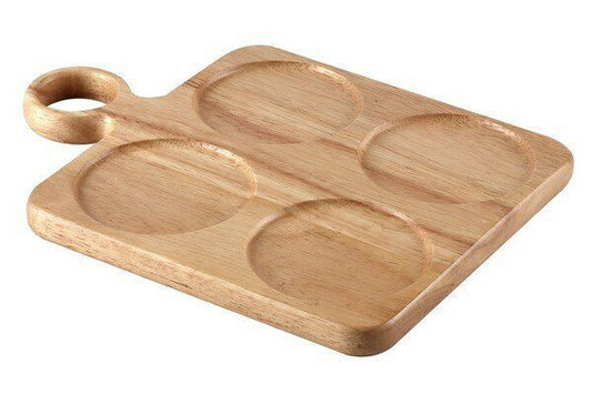 Rubberwood Dip Serving Board Platter For Ramekins