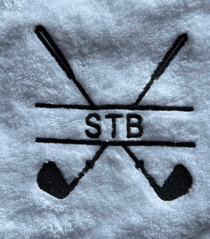 Personalised Luxury Golf Towel - Assorted Colours - Clubs Design