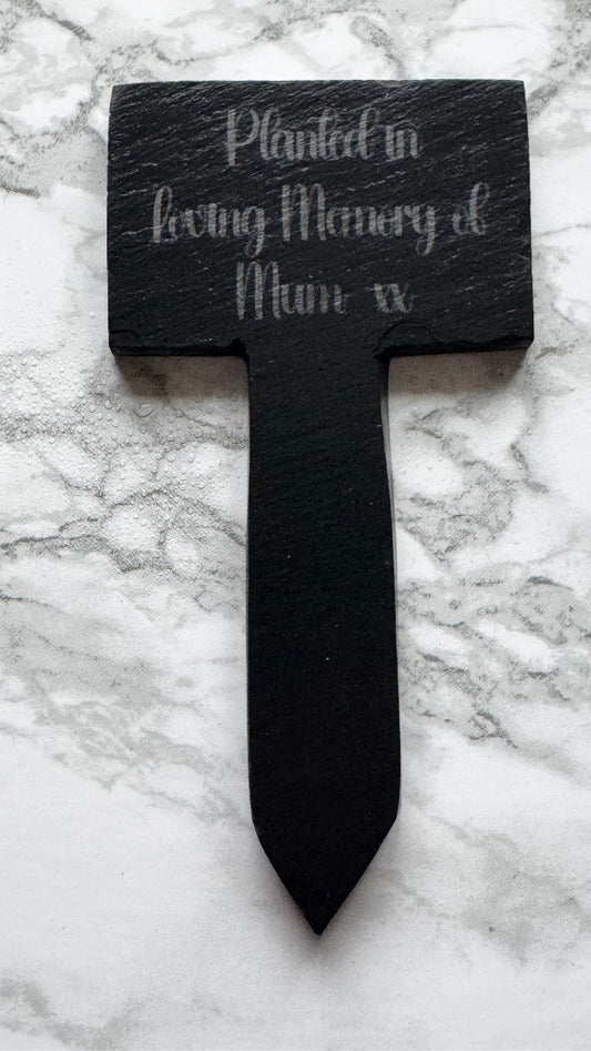 Personalised 'Planted in Loving Memory of ...' Memorial Slate Plant Marker