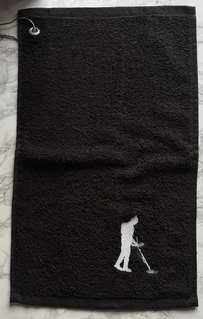 Personalised Metal Detectorists Towel - Black