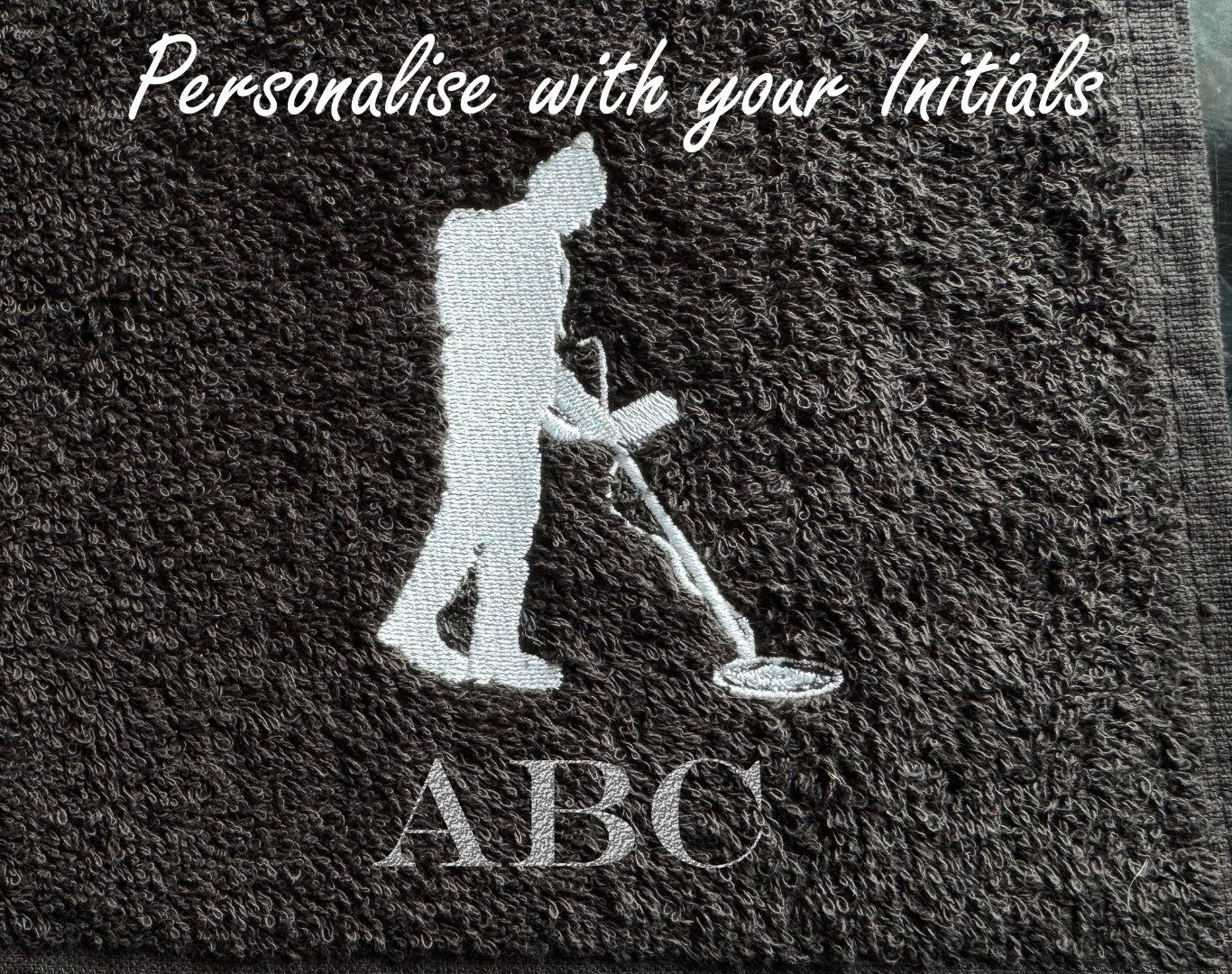 Personalised Metal Detectorists Towel - Black
