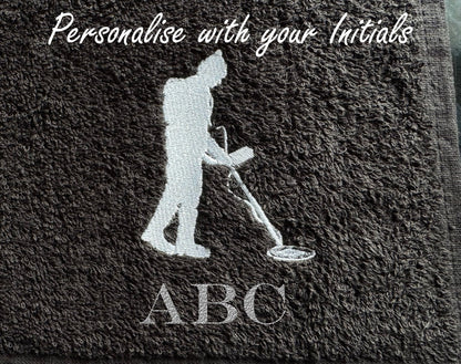 Personalised Metal Detectorists Towel - Black