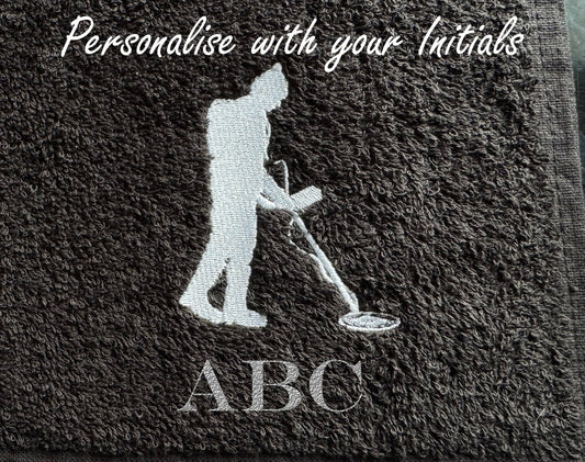 Personalised Metal Detectorists Towel - Black