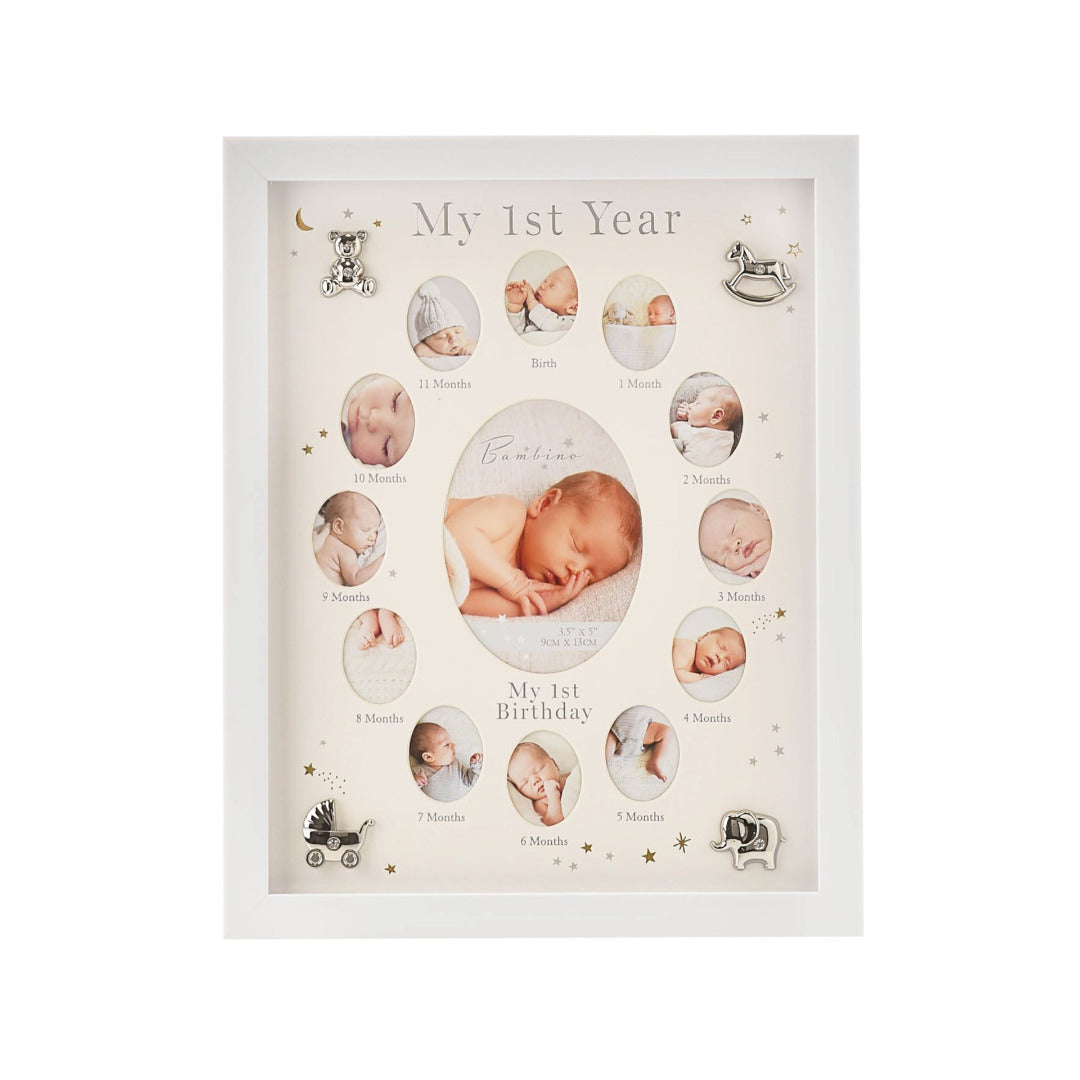 My First Year Multi Aperture Photo Frame + Plush Rabbit with Blanket Gift Set
