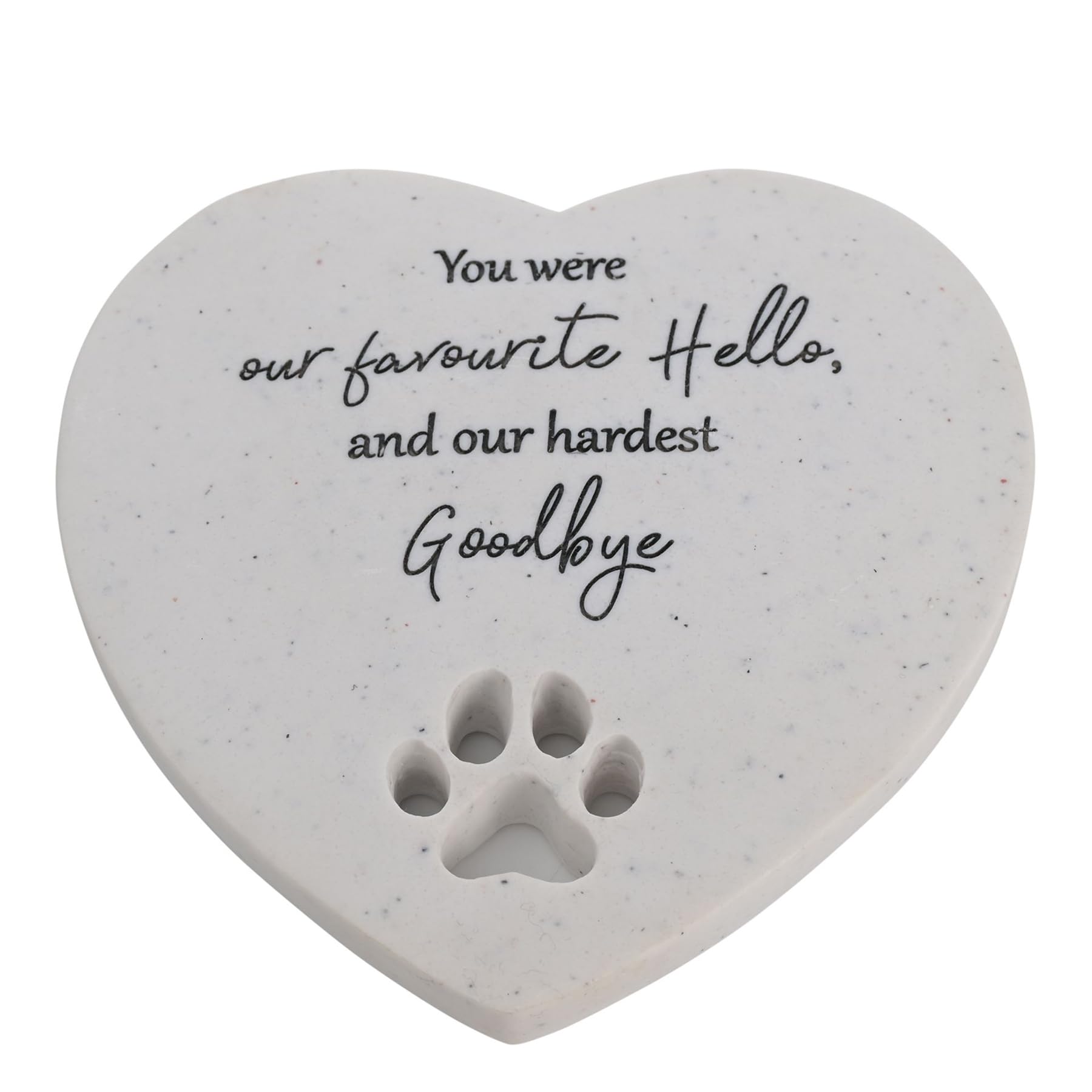 Pet Memorial Heart Stone with Paw Print - for Cats & Dogs
