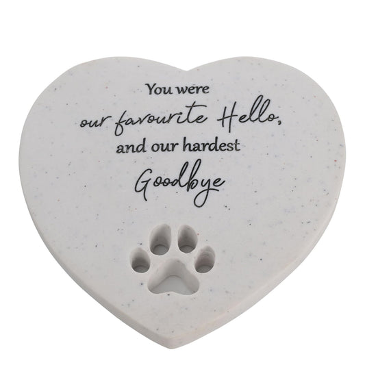 Pet Memorial Heart Stone with Paw Print - for Cats & Dogs