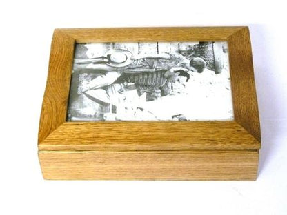 Oak Jewellery Box with Photo Lid