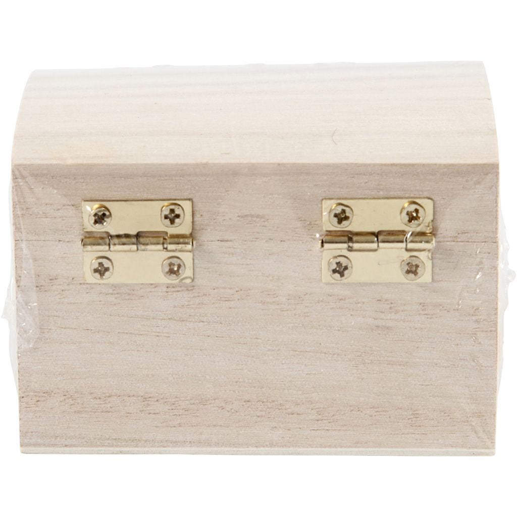 Wooden Treasure Chest with Hinged Lid and Metal Closure