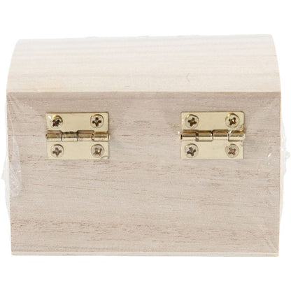Wooden Treasure Chest with Hinged Lid and Metal Closure