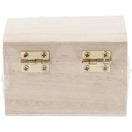 Wooden Treasure Chest with Hinged Lid and Metal Closure