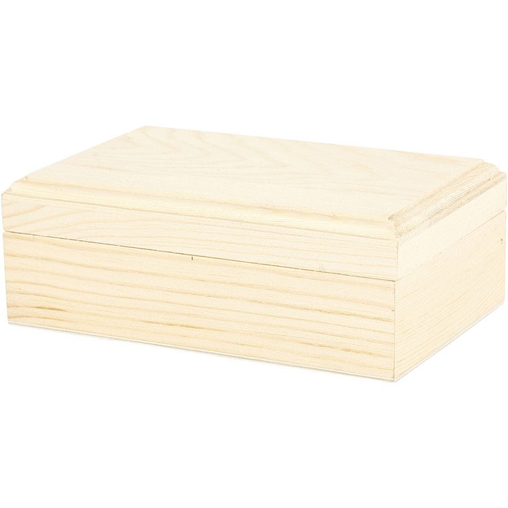 Pine Wooden Jewellery Box with Lift Up Lid & Magnetic Catch, 14x9x5cm