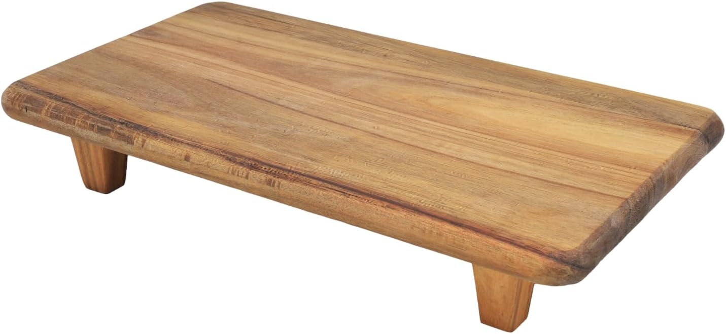 Acacia Display Platter with Stand Centerpiece Decor Serving Food Display Tray