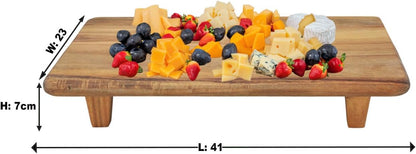 Acacia Display Platter with Stand Centerpiece Decor Serving Food Display Tray