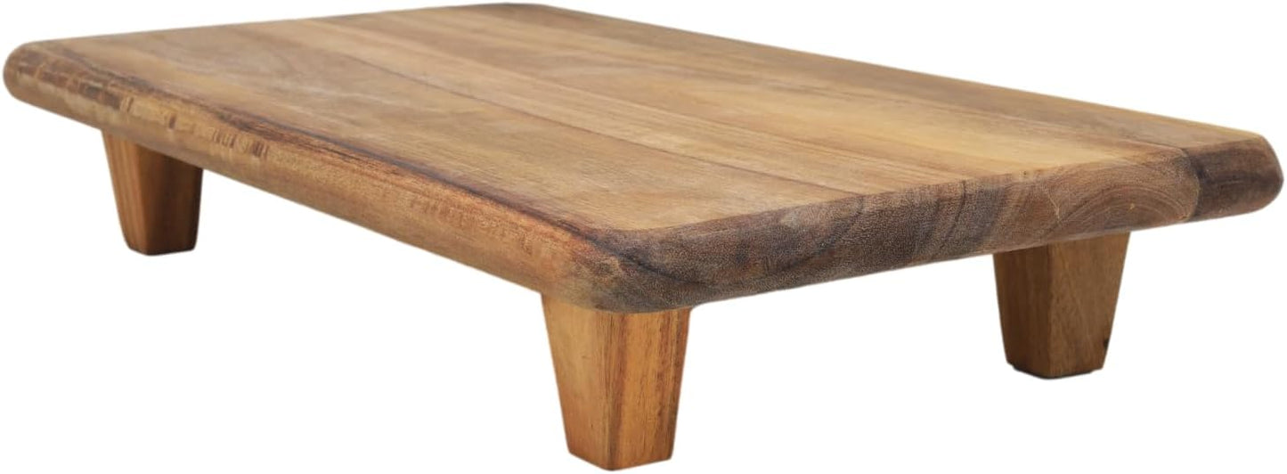 Acacia Display Platter with Stand Centerpiece Decor Serving Food Display Tray