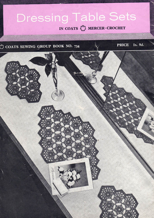 Vintage Coats Crochet Pattern Book 734 - Dressing Table Sets