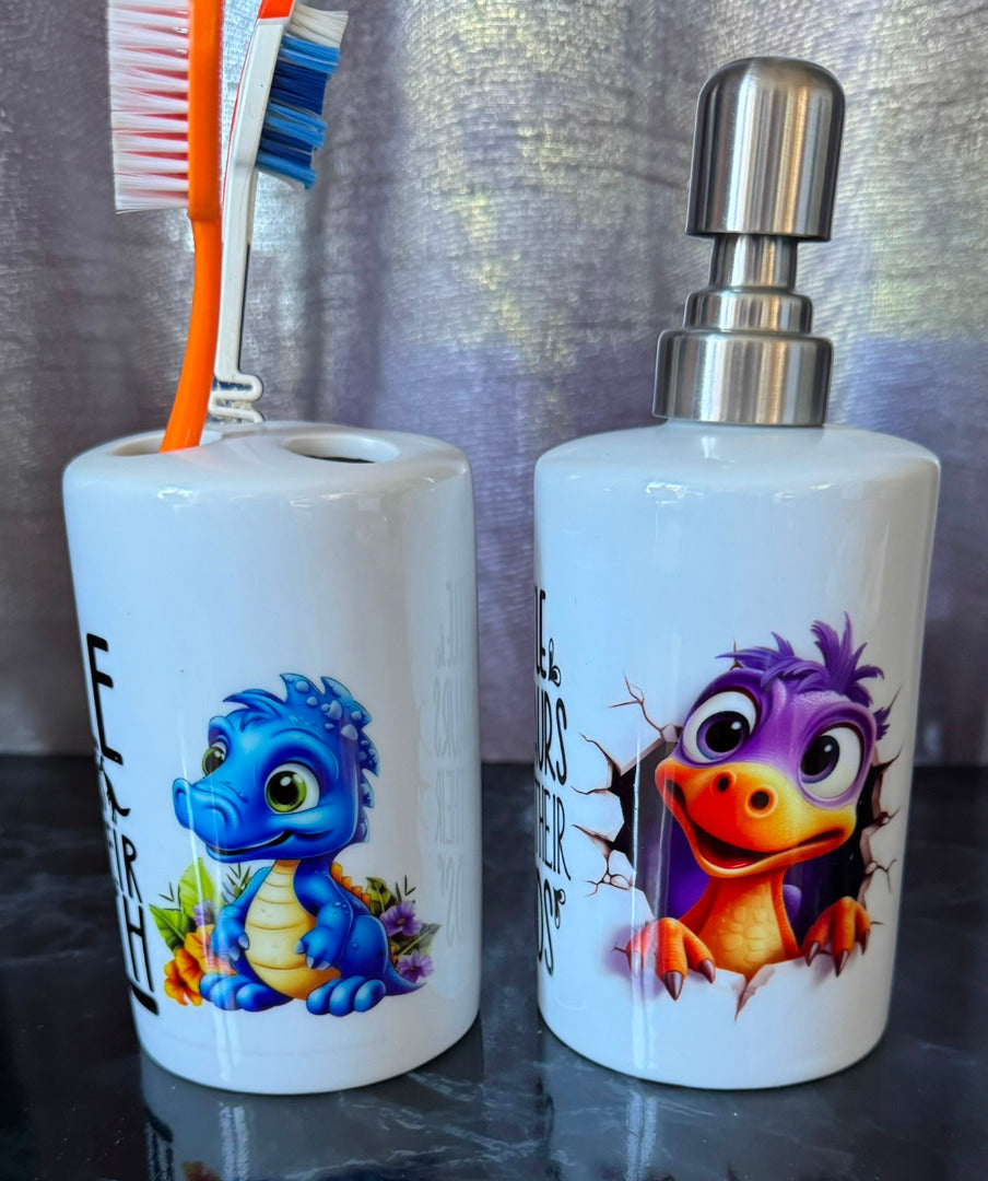Childrens Dinosaur Ceramic Bathroom Set