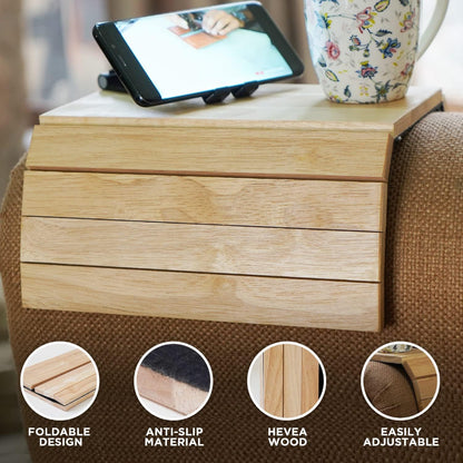 Hevea Wood Flexible Sofa Tray