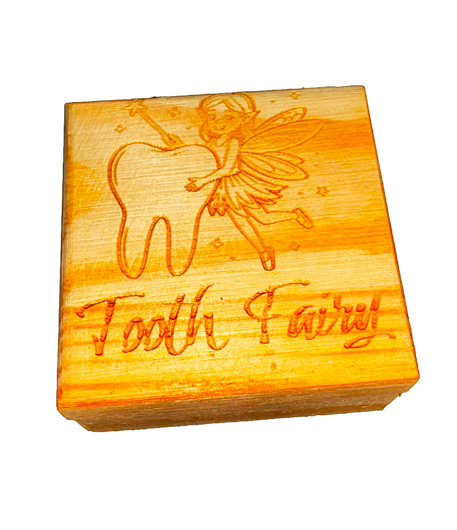 Personalised Pine Tooth Fairy Box, Cards & Black Velvet Keepsake Pouch