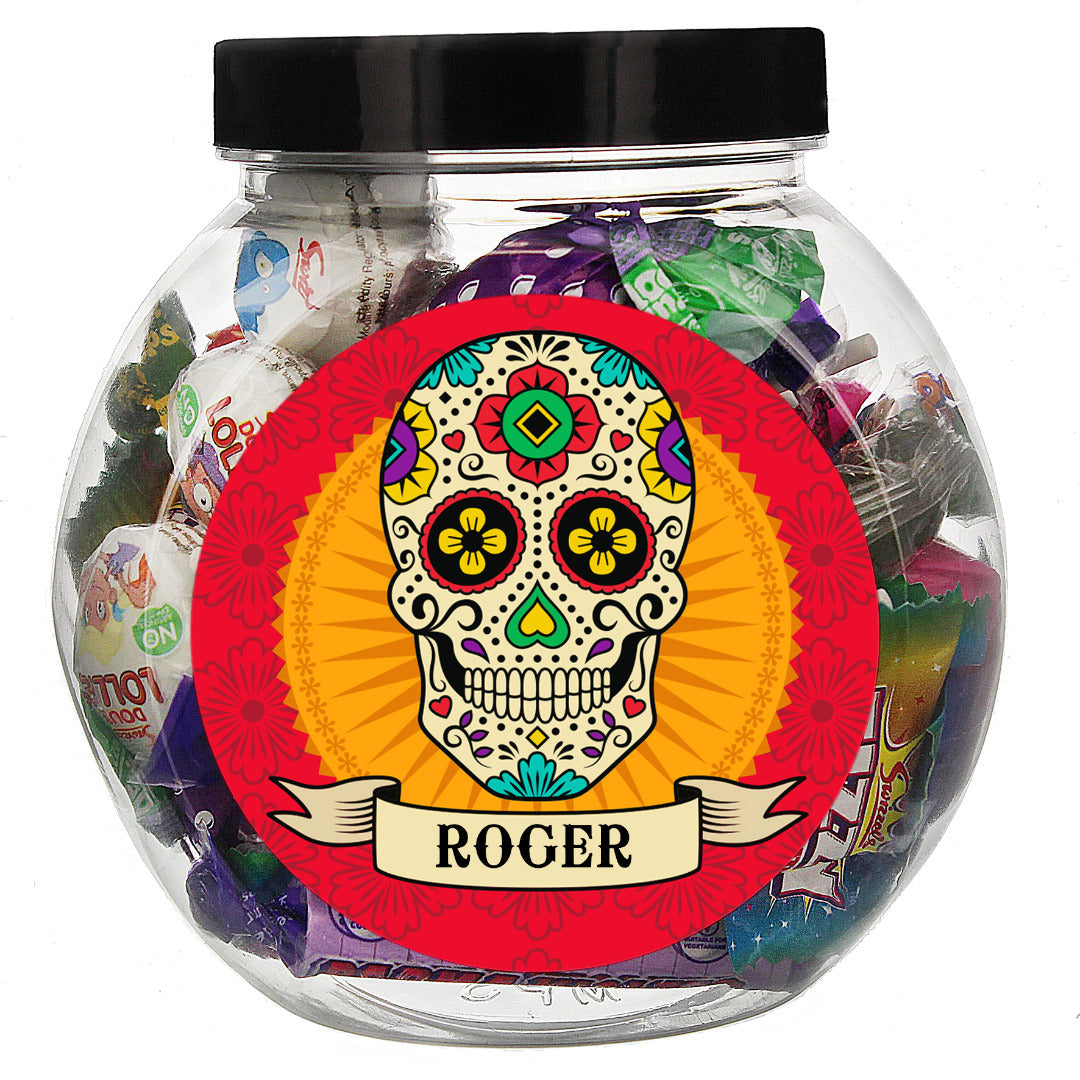 Personalised Skull Design Sweet Jar with Sweets