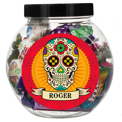 Personalised Skull Design Sweet Jar with Sweets