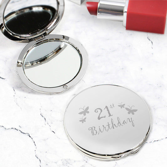 Birthday Butterfly Round Compact Mirrors - Choice of Birthday Ages