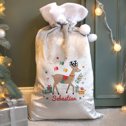 Personalised Reindeer Christmas Santa Sack