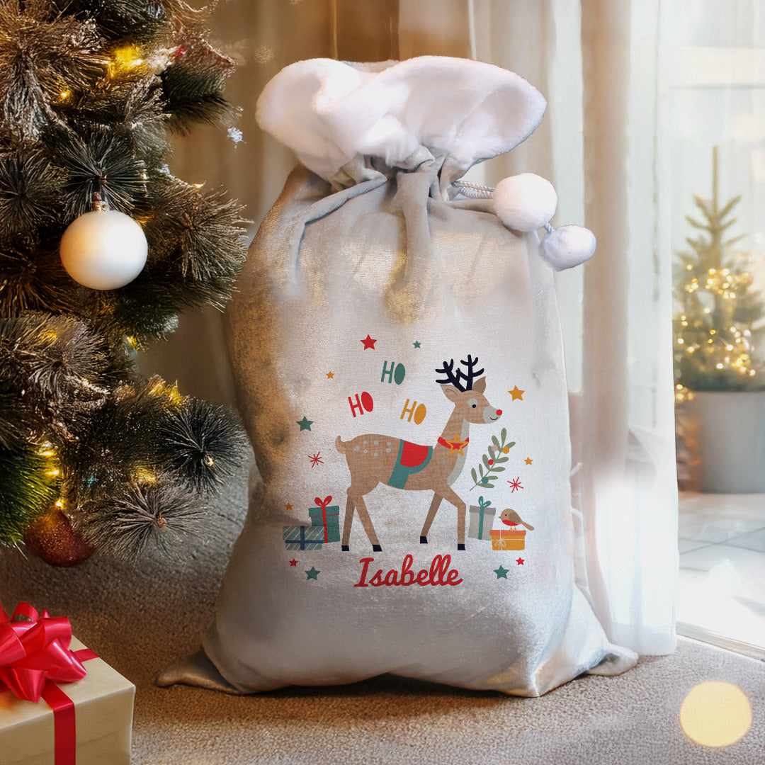 Personalised Reindeer Christmas Santa Sack