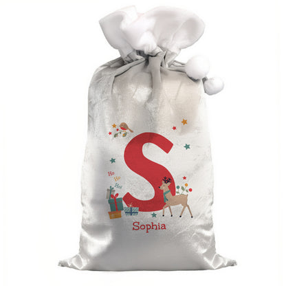 Personalised Reindeer Inital Christmas Santa Sack