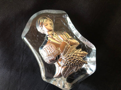 Glass Plaque with Silver Inset - Holy Communion, Praying Boy
