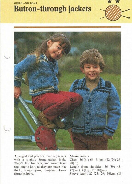 Vintage Hamlyn Knitting Pattern: Button-Through Jackets