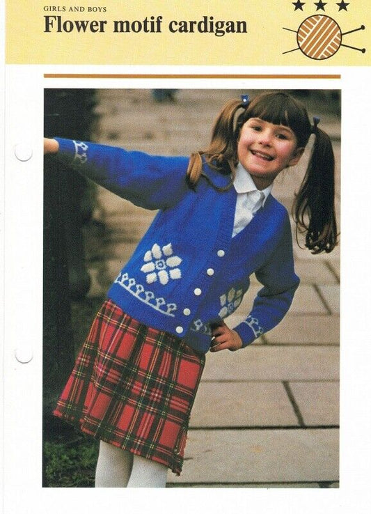 Vintage Hamlyn Knitting Pattern: Flower Motif Cardigan