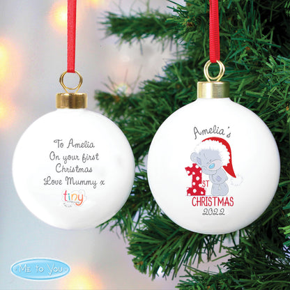 Personalised Tiny Tatty Teddy My 1st Christmas Bauble