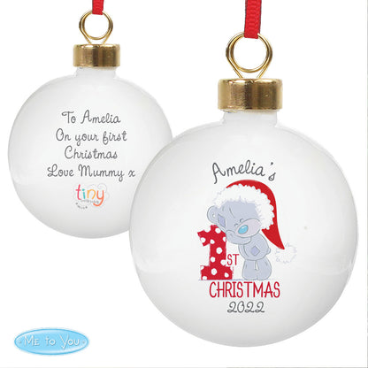 Personalised Tiny Tatty Teddy My 1st Christmas Bauble