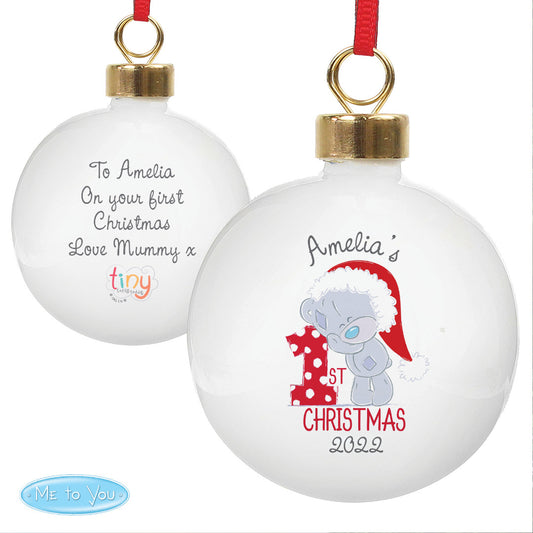 Personalised Tiny Tatty Teddy My 1st Christmas Bauble