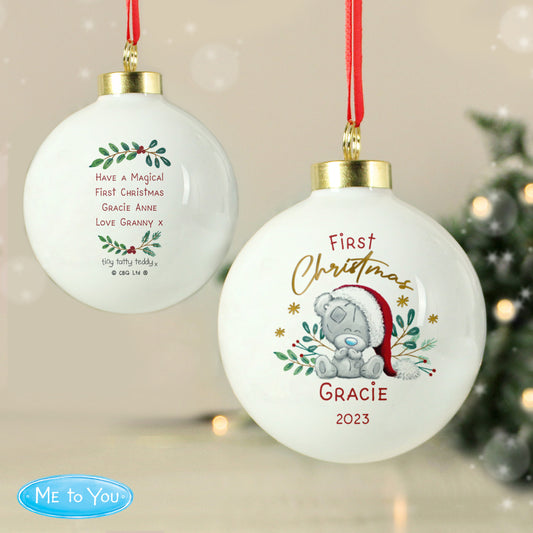 Personalised Tiny Tatty Teddy First Christmas Bauble