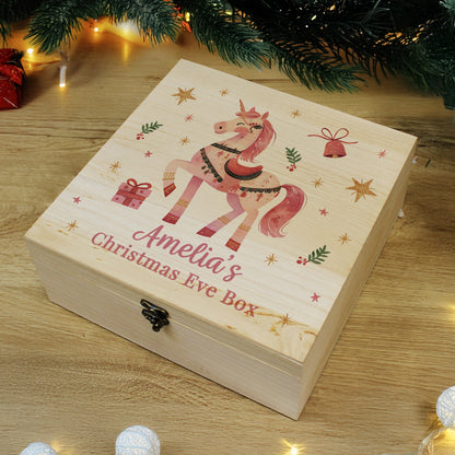 Personalised Large Wooden Unicorn Christmas Eve Box