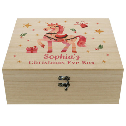 Personalised Large Wooden Unicorn Christmas Eve Box