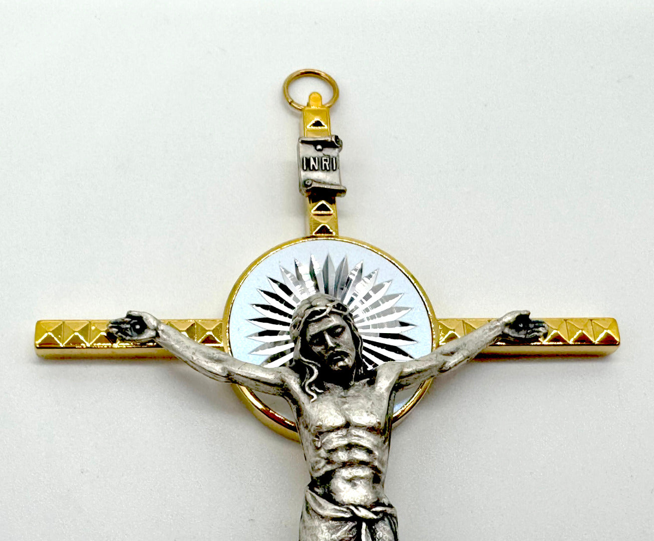 Italian Gold & Silver INRI Hanging Crucifix