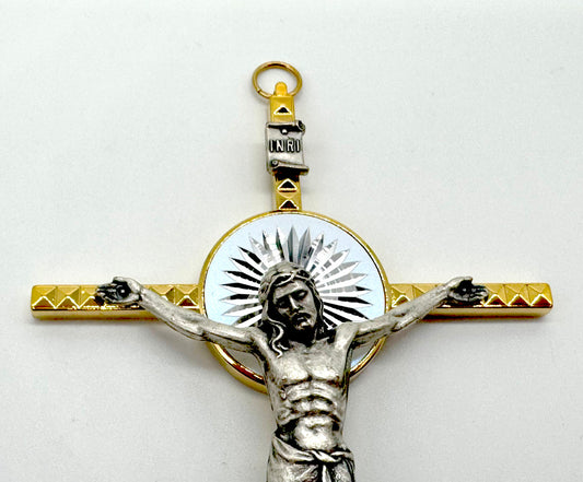 Italian Gold & Silver INRI Hanging Crucifix