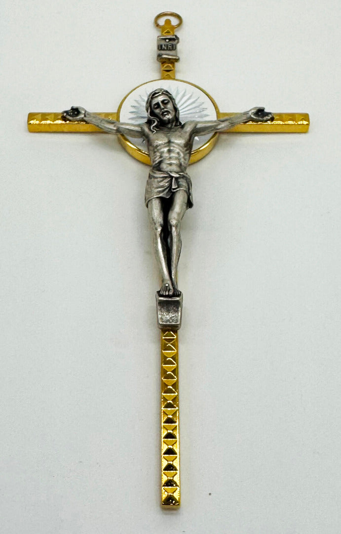 Italian Gold & Silver INRI Hanging Crucifix