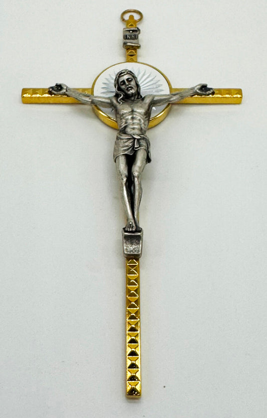 Italian Gold & Silver INRI Hanging Crucifix